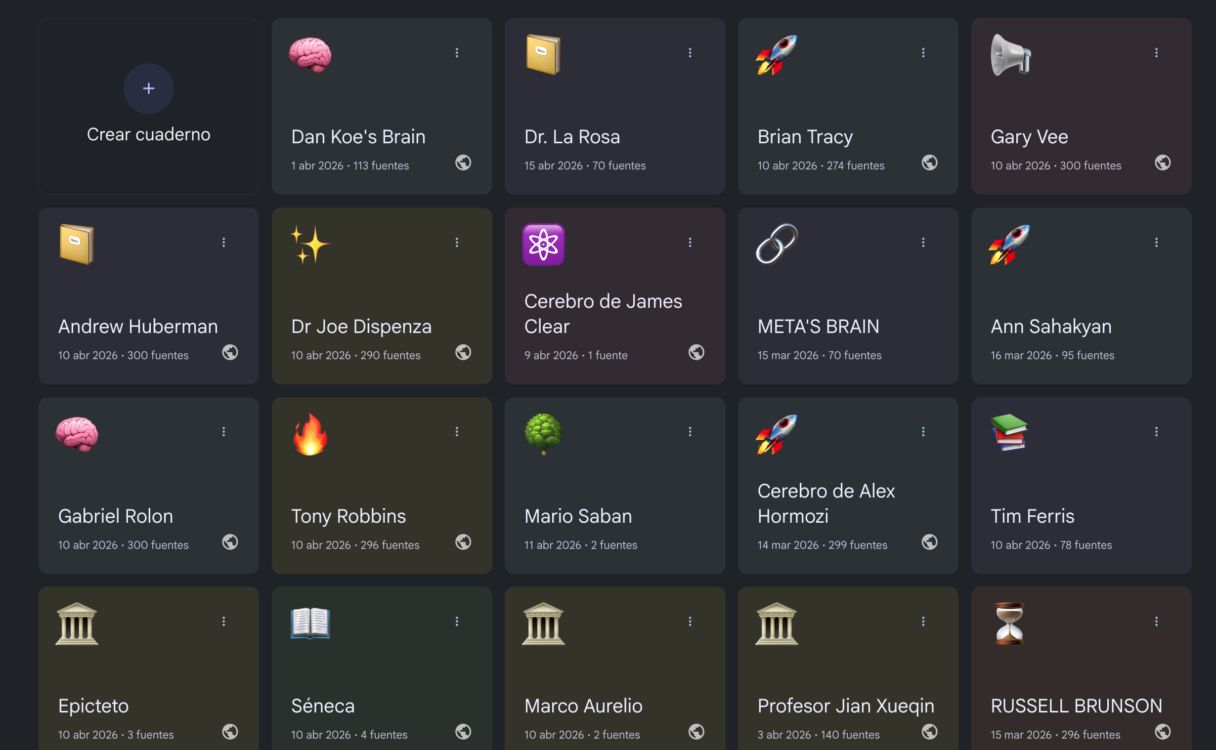 Mi Comité — 20+ cerebros de mentores reales armados en NotebookLM: Hormozi, Dan Koe, Huberman, Séneca, Tony Robbins y más.